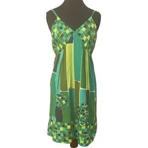 Green Patchwork Beaded Slip Dress Y2K Fairycore Shamrock Cottagecore Large